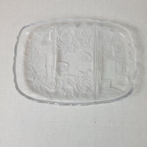 Mikasa Studio Nova Clear Glass Frosted‎ Roses 3-Compartment Divided Relish Tray